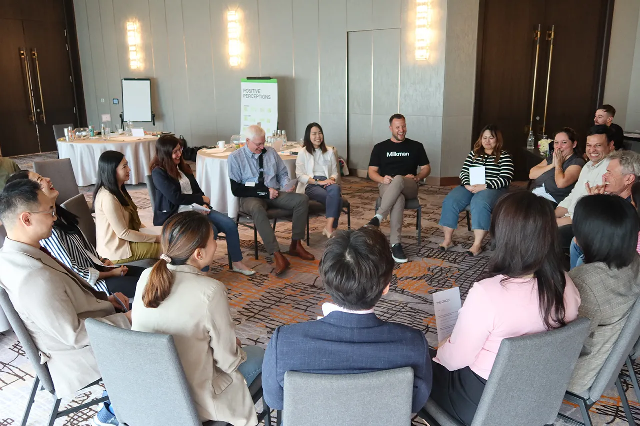 A leadership team in an open circle discussion
